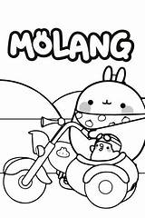 Molang Paseo Moto Colorier Animados Feuilles Crossing Esto Disneyjunior sketch template