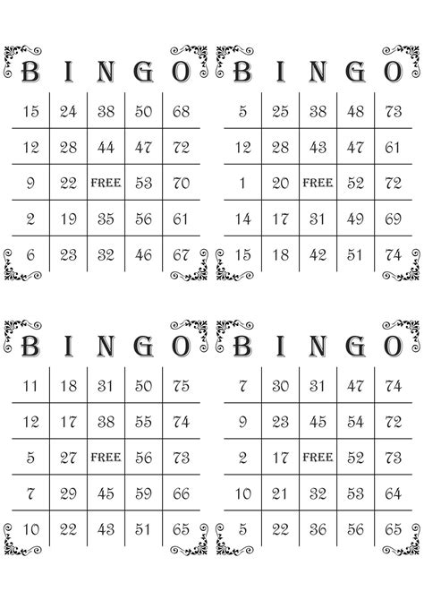 printable bingo cards   page printable bingo cards