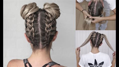 space buns double bun upside  dutch braid  doovi