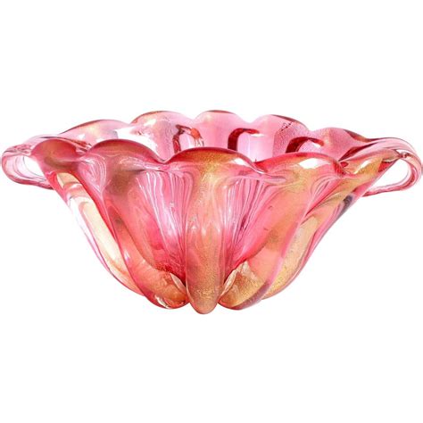 Barovier Toso Murano Cranberry Pink And Gold Flecks
