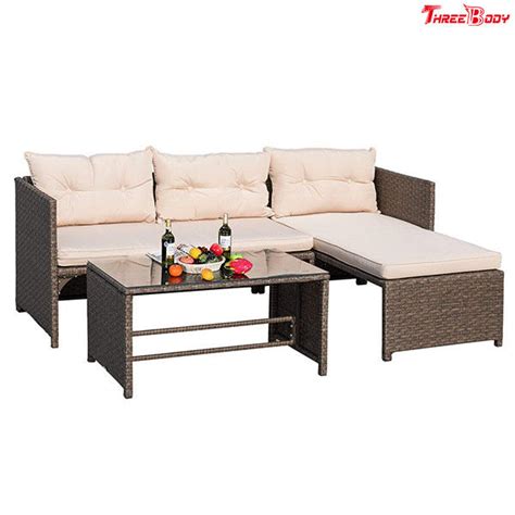 3 pieces rattan sectional outdoor lounge sofa sets