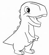 Dinosaur Coloring Drawing Easy Pages Rex Baby Simple Line Dinosaurs Printable Cartoon Draw Kids Tyrannosaurus Drawings Color Step Getdrawings Stencil sketch template