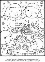 Party Tea Coloring Pages Kids Girls Bing Dover Publications Colouring Games Welcome Doverpublications sketch template