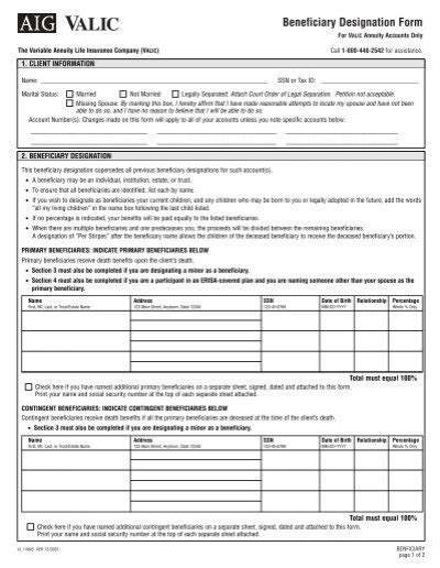 beneficiary designation form