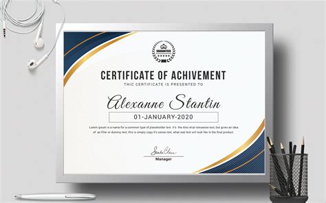 achievement award layout certificate template gambaran