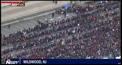 incredible footage massive pro trump crowd swarms wildwood  jersey stunning aerial video