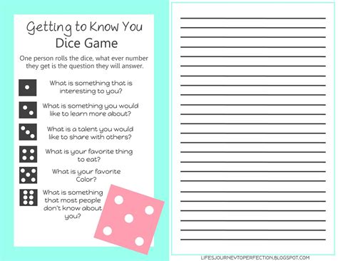lifes journey  perfection     dice game printable