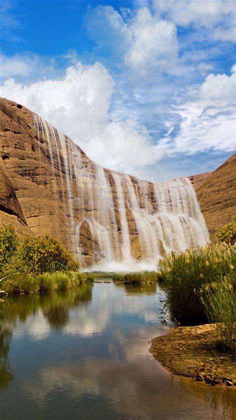 nature rock waterfall scenery iphone 6 wallpaper download