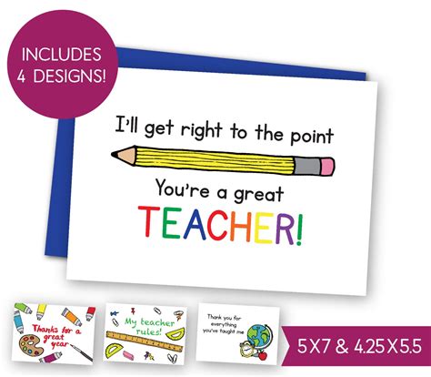 school teacher printable card bundle instant  teacher