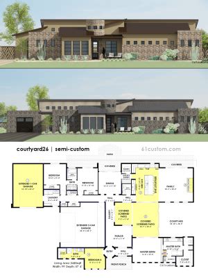 small front courtyard house plan custom modern house plans