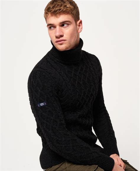 superdry jacob heritage roll neck jumper mens mens sweaters