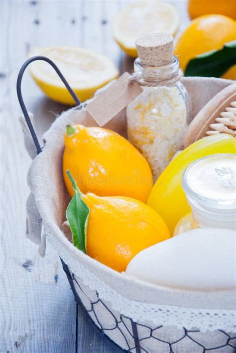 basket lemon spa stock photo image  domestic luxury