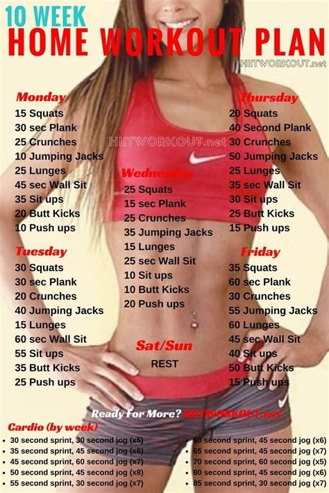 10 Week No Gym Home Workout Plan Workout Plan At Home Workout Plan