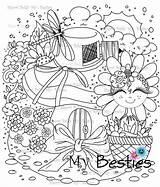 Coloring Besties Ville Digi Img19 Stamp Instant Dolls Hat Town Flower Create Color House sketch template