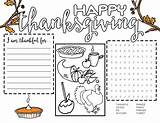 Thanksgiving Printable Placemat Placemats Kids Printables Preschool Thankful Fun Table Crafts Activities Handcrafted Life Students Turkey Toddlers Elementary sketch template