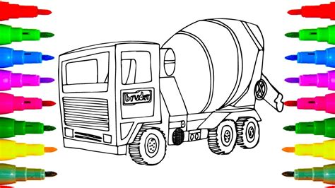 coloring bruder cement truck  children coloring pages  kids