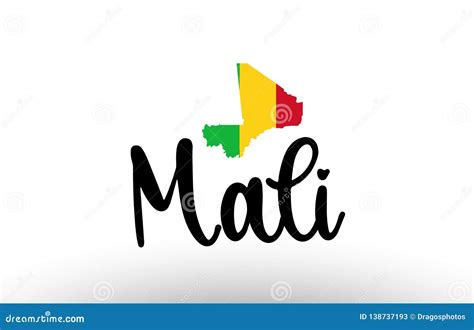 mali country big text  flag  map concept logo stock vector illustration