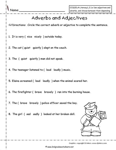 images  adjectives worksheets  grade   adjective