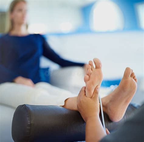 Pedi Day A Woman Having Her Feet Massaged At A Beauty Spa Stock Image