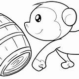 Barrel Monkey Playing Coloring Wooden Cute sketch template