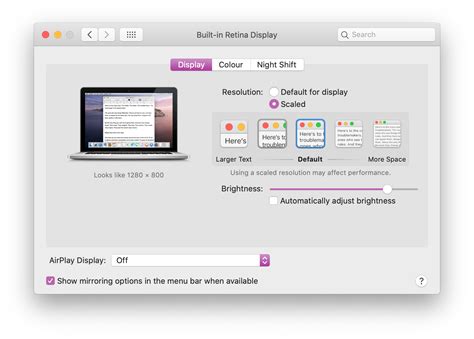 display    default effective resolution   macbook air