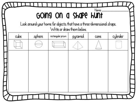 Ship Shape First Grade 3d Shapes Freebie For The