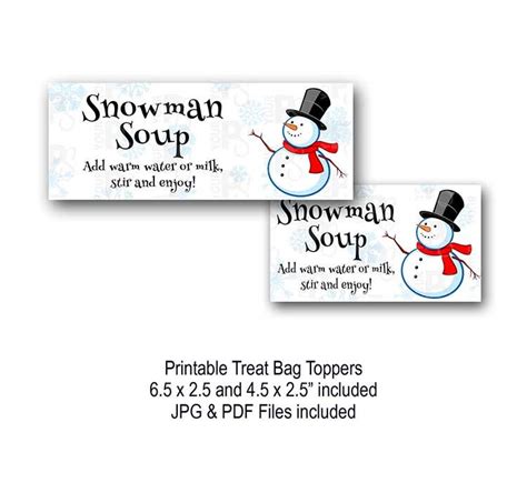 snowman soup bag toppers  christmas winter parties etsy