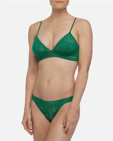 Ladies Hot Arpege Green Lace Soft Cup Bra And Match Thong Ivy