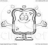 Toast Jam Coloring Cartoon Mascot Loving Clipart Outlined Vector Cory Thoman Template Pages sketch template