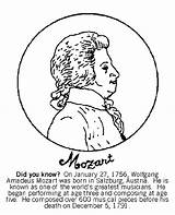 Mozart Amadeus Wolfgang Coloring Crayola Music Pages Color Worksheets Composers Composer Print Choose Board sketch template