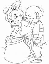 Krishna Coloring Pages Baby Sudama Butter Colouring Lord Chhota Bheem Kids Little Cartoon Drawing Enjoying Easy Sketch Printable Clipart Sketches sketch template