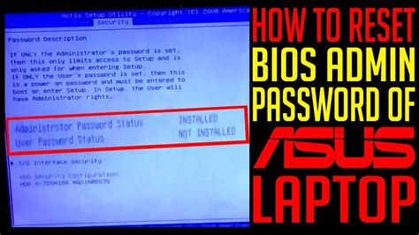 bios password reset   remove bios administrator password asus
