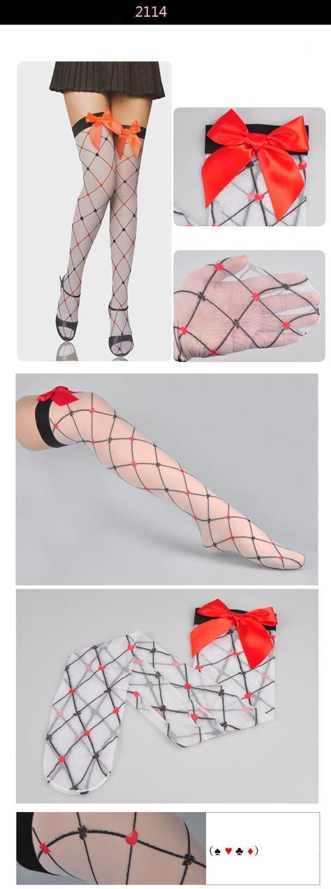 women lace bowknot gridding pantyhose sexy women thigh high stockings