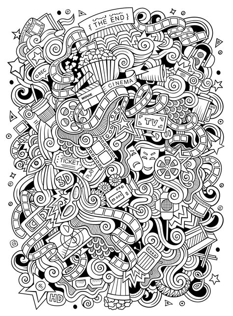 easy doodle   theme  cinema doodle art kids coloring pages
