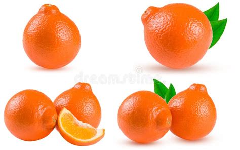 Orange Tangerine Or Mineola With Slices Isolated On White Background