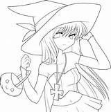 Witch Coloring Pages Cute Anime Getcolorings Print Colouring Printable sketch template