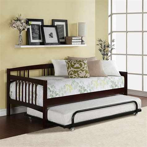twin size day bed  espresso wood finish trundle  included