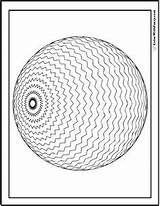 Coloring Sphere Pattern 3d Geometric Designlooter Zigzag 304px 13kb sketch template