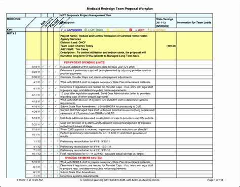 project management plan template excel  sample  format
