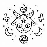 Satan Baphomet sketch template