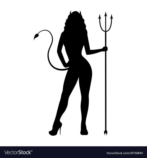black silhouette a beautiful demon girl royalty free vector