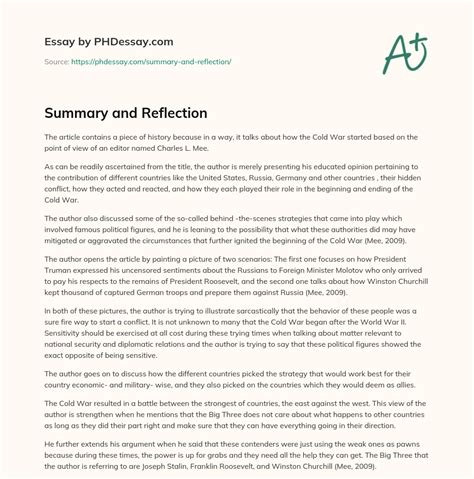 summary  reflection  words phdessaycom