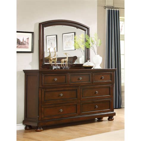 master furniture dark cherry  drawer dresser  mirror walmartcom