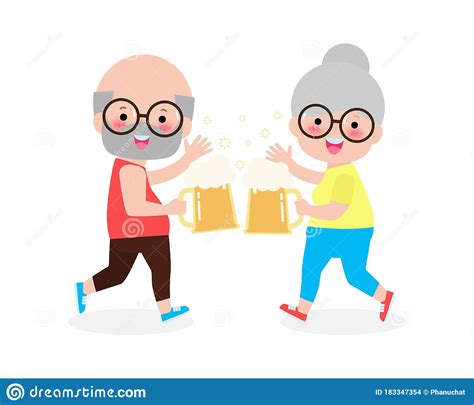 senior couple  clinking mug  beer elderly holding glasses  beer leisure  drinks