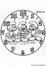 Orologio Colorare Disegni Schtroumpfs Heure Ritagliare Horloge Pitufos Ausschneiden Apprends Ad2 sketch template