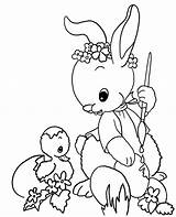 Easter Bunny Coloring Pages Color Painting Chick sketch template