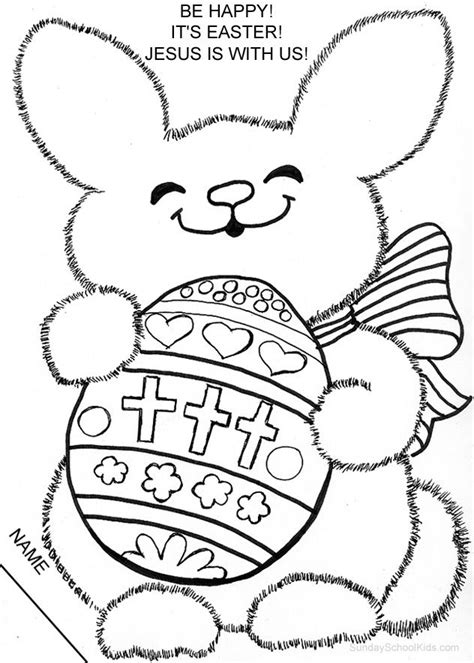 sunday school kids fuzzy bunny  special symbols easter coloring
