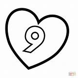 Coloring Pages Heart Number Printable sketch template