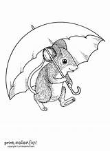 Umbrella Mouse Coloring Pages Color Cute Silly Scene Printcolorfun sketch template