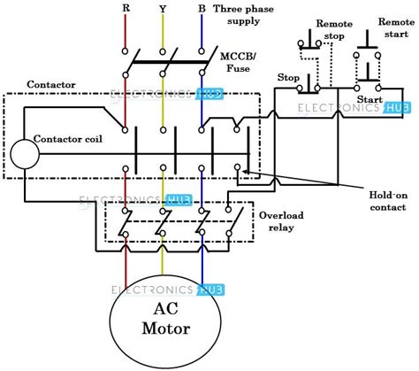 dol starter power circuit robhosking diagram